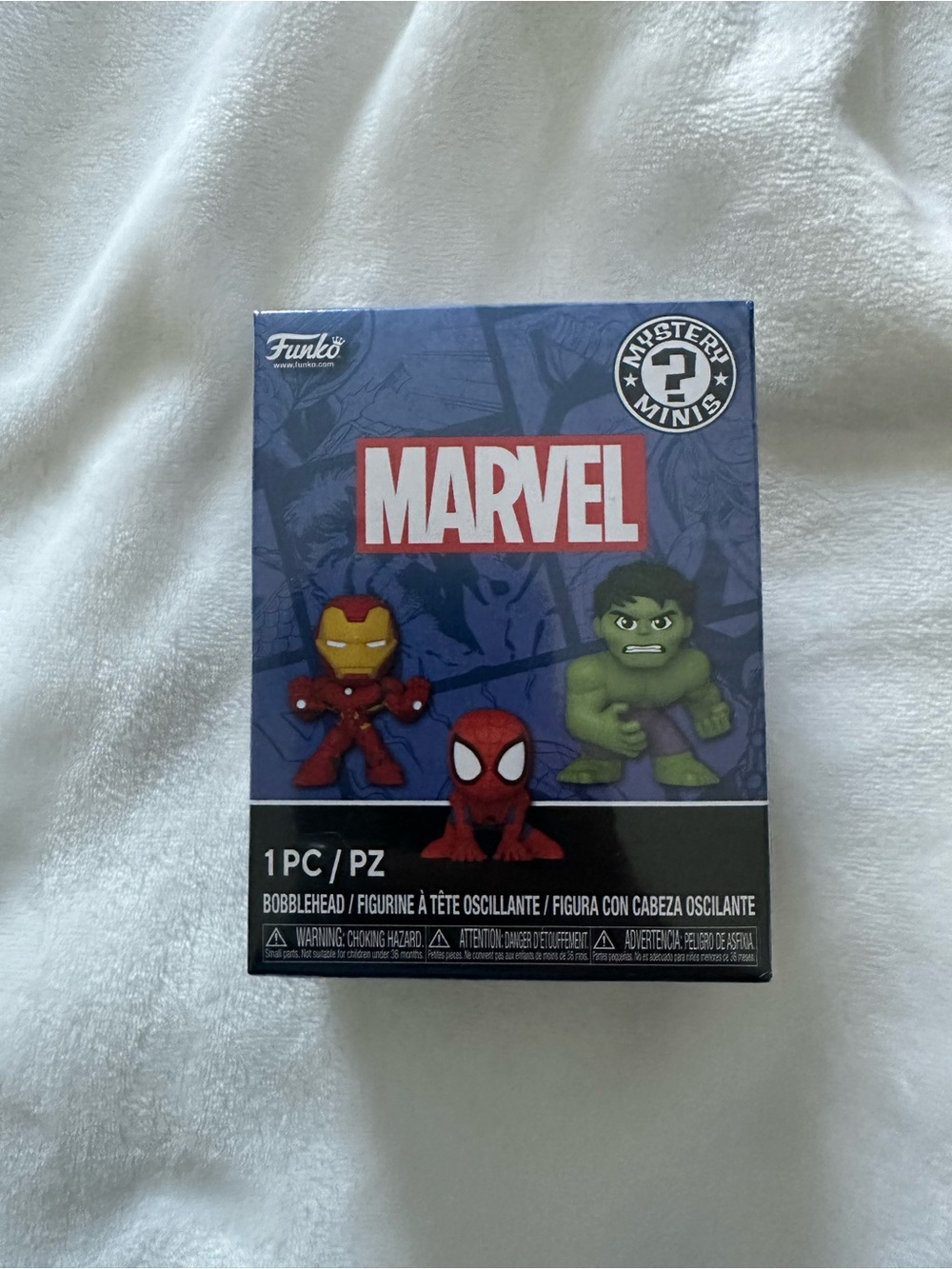 Funko Marvel Mystery Minis Blue Box with Red and Green Characters